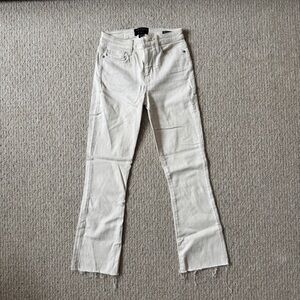 Sanctuary Cream Straight Leg Jeans with Raw Edge Hem